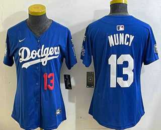 Womens Los Angeles Dodgers #13 Max Muncy Number Blue 2024 World Series With Fernando 34 Fashion Limited Stitched Jerseys